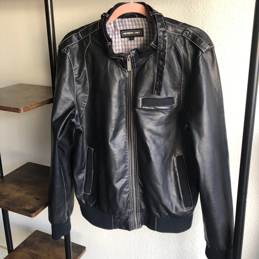 Members Only Faux Leather Racer Jacket